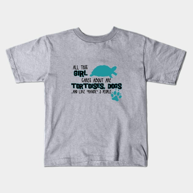 All this GIRL cares about are TORTOISES, DOGS Kids T-Shirt by The Lemon Stationery & Gift Co